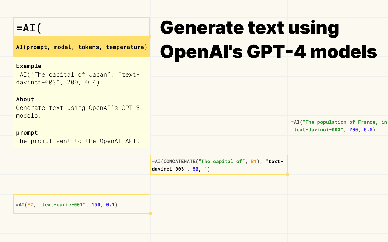 AI formula in Google Sheets screenshot