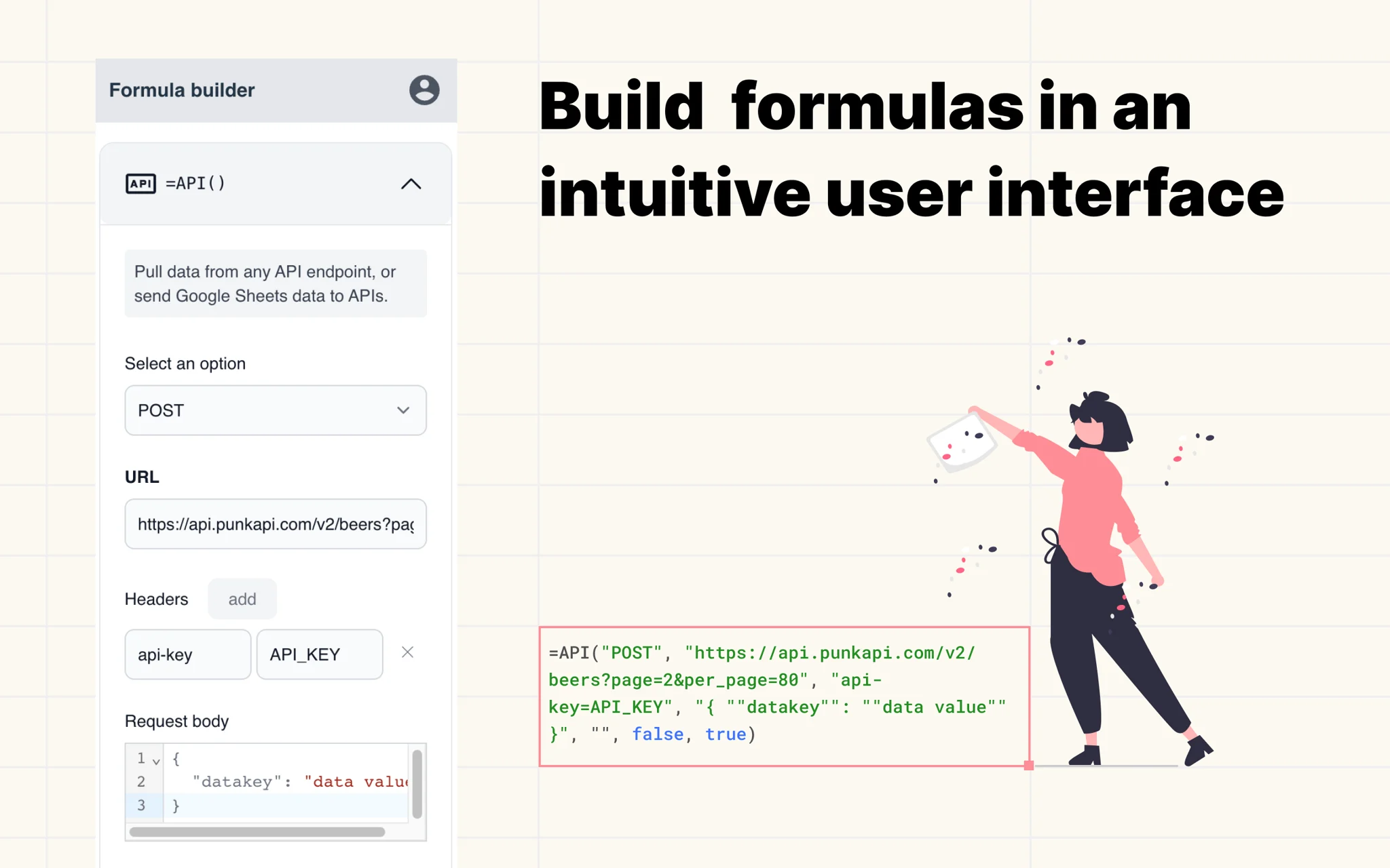 No-code formula builder screenshot